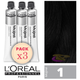L`Oréal - Kit 3 Colorações MAJIREL 1 Preto 50 ml 