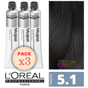 L`Oréal - Kit 3 Colorações MAJIREL 5.1 Castanho Claro Cinza 50 ml 