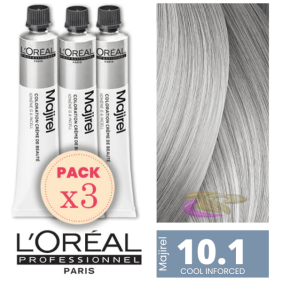 L`Oréal - Kit 3 Colorações MAJIREL Cool Inforced 10.1 Louro Extra Claro Cinza 50 ml