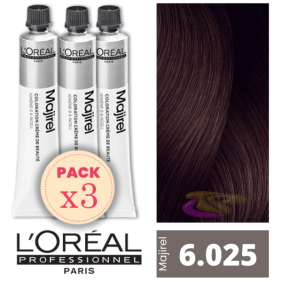 L`Oréal - Kit 3 Colorações MAJIREL 6.025 Louro Escuro Natural Iridescente Mogno 50 ml