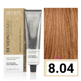 Revlon - Coloração Revlonissimo COLOR SUBLIME (sem amoníaco e vegana) 8.04 Louro Claro Natural Acobreado 75 ml