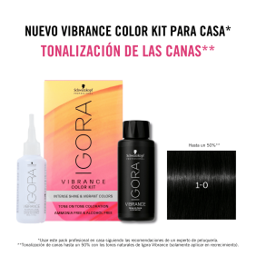 Schwarzkopf - Kit Tinte Igora Vibrance 1-0 Negro Natural 60 ml (demipermanente)(incluye tinte + emulsión en botella apl...