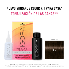 Schwarzkopf - Kit Tinte Igora Vibrance 4-0 Castaño Medio Natural 60 ml (demipermanente)(incluye tinte + emulsión en bo...