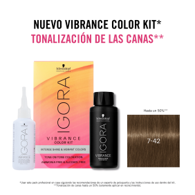 Schwarzkopf - Kit Tinte Igora Vibrance 7-42 Rubio Medio Beige Humo 60 ml (demipermanente)(incluye tinte + emulsión en b...