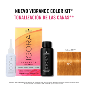 Schwarzkopf - Kit Tinte Igora Vibrance 9-7 Rubio Muy Claro Cobrizo 60 ml (demipermanente)(incluye tinte + emulsión en b...