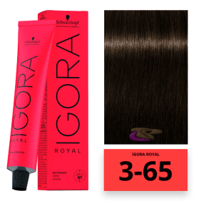  Schwarzkopf - Coloração Igora Royal 3/65 Castanho Escuro Brown Dourado 60 ml 