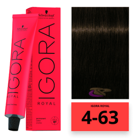  Schwarzkopf - Coloração Igora Royal 4/63 Castanho Médio Brown Mate 60 ml 