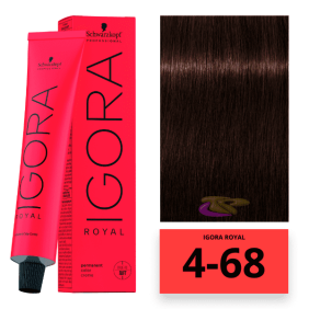 Schwarzkopf - Coloração Igora Royal 4/68 Castanho Médio Brown Vermelho 60 ml 