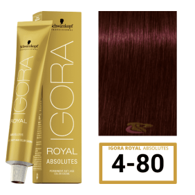 Schwarzkopf - Coloração Igora Royal Absolutes 4/80 Castanho Médio Vermelho Natural 60 ml