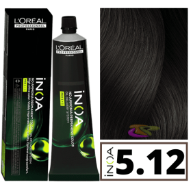 L`Oréal - Coloração INOA sem amoníaco 5.12 Castanho Claro Cinza Iridescente 60 ml 