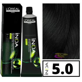 L`Oréal - Coloração INOA sem amoníaco 5.0 Castanho Claro Cobertura Profunda 60 ml 