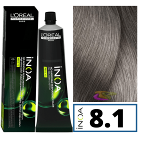 L`Oréal - Coloração INOA sem amoníaco 8.1 Louro Claro Cinza 60 ml 