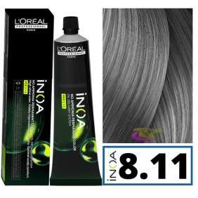 L`Oréal - Coloração INOA sem amoníaco 8.11 Louro Claro Cinza Profundo 60 ml 