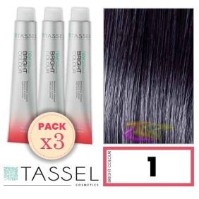 Tassel - Kit 3 Colorações BRIGHT COLOUR com Argão e Queratina Nº 1 PRETO 100 ml 