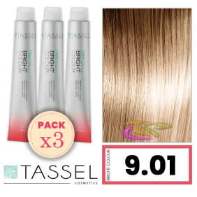 Tassel - Kit 3 Colorações BRIGHT COLOUR com Argão e Queratina Nº 9.01 LOURO MUITO CLARO FRIO 100 ml