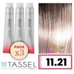 Tassel - Kit 3 Colorações BRIGHT COLOUR com Argão e Queratina Nº 11.21 LOURO EXTRA CLARO PÉROLA CINZA 100 ml