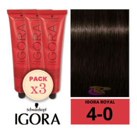 Schwarzkopf - Kit 3 Colorações Igora Royal 4/0 Castanho Médio 60 ml