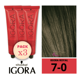 Schwarzkopf - Kit 3 Colorações Igora Royal 7/0 Louro Médio 60 ml