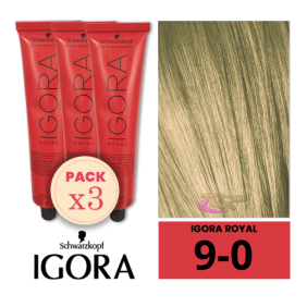 Schwarzkopf - Kit 3 Colorações Igora Royal 9/0 Louro Muito Claro 60 ml