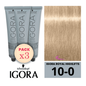 Schwarzkopf - Kit 3 Colorações Igora Royal 10/0 HIGHLIFTS Louro Platino Natural 60 ml 