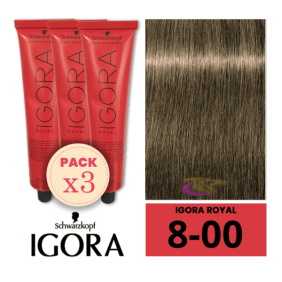 Schwarzkopf - Kit 3 Colorações Igora Royal 8/00 Louro Claro Extra 60 ml