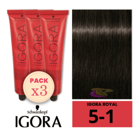 Schwarzkopf - Kit 3 Colorações Igora Royal 5/1 Castanho Claro Cinza 60 ml