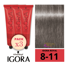 Schwarzkopf - Kit 3 Colorações Igora Royal 8/11 Louro Claro Cinza Intenso 60 ml
