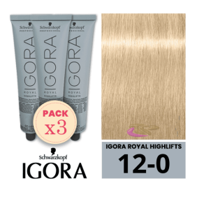 Schwarzkopf - Kit 3 Colorações Igora Royal HIGHLIFTS 12/0 Súper Aclarante 60 ml 