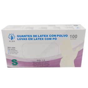 Alba - Luvas descartáveis LÁTEX COM TALCO Tamanho P (100 unid.)(003000) 