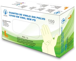 Alba - Luvas descartáveis VINIL SEM TALCO Tamanho L (100 unid.)(003147)
