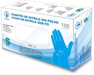 Alba - Luvas descartáveis NITRILO SEM TALCO Azul Tamanho P (100 unid.)(003161)