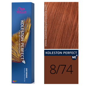 Wella - Coloração Koleston Perfect ME+ Deep Browns 8/74 Louro Claro Brown Acobreado 60 ml