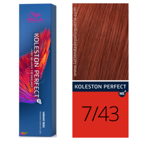 Wella - Coloração Koleston Perfect ME+ Vibrant Reds 7/43 Louro Médio Acobreado Dourado 60 ml