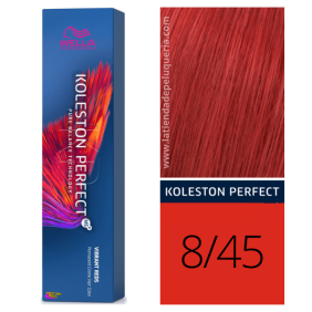 Wella - Coloração Koleston Perfect Vibrant Reds 8/45 Louro Claro Acobreado Mogno de 60 ml