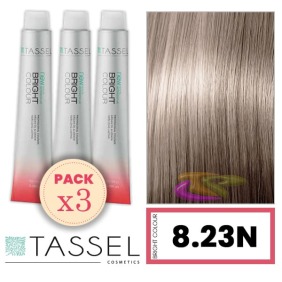 Tassel - Kit 3 Colorações BRIGHT COLOUR com Argão e Queratina Nº 8.23N LOURO CLARO BEGE DOURADO 100 ml