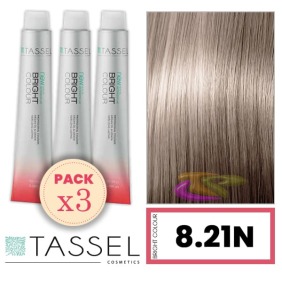Tassel - Kit 3 Colorações BRIGHT COLOUR com Argão e Queratina Nº 8.21N LOURO CLARO BEGE ACINZENTADO 100 ml