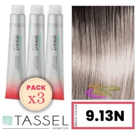 Tassel - Kit 3 Colorações BRIGHT COLOUR com Argão e Queratina Nº 9.13N LOURO MUITO CLARO ACINZENTADO 100 ml
