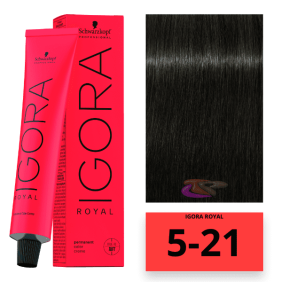 Schwarzkopf - Coloração Igora Royal 5/21 (Ashy Cedar) Castanho Claro Mate Cinza 60 ml