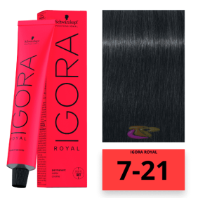 Schwarzkopf - Coloração Igora Royal 7/21 (Ashy Cedar) Louro Médio Mate Cinza 60 ml
