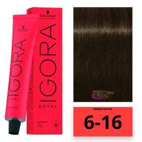 Schwarzkopf - Coloração Igora Royal 6/16 Louro Escuro Cinza Brown 60 ml 