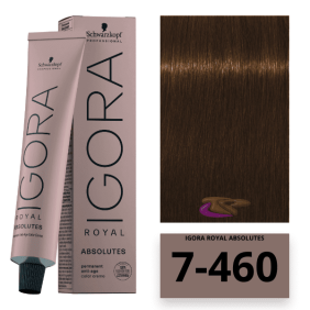 Schwarzkopf - Coloração Igora Royal Absolutes 7/460 Louro Médio Bege Chocolate 60 ml 