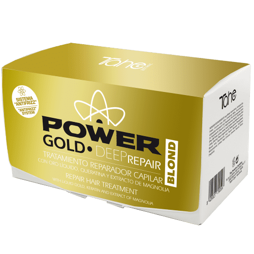 Tahe Botanic - Ampollas REPARADORAS antifrizz neutralizador del color Power Gold -deep repair BLOND- especial cabellos rubios-(6 x 10 ml)