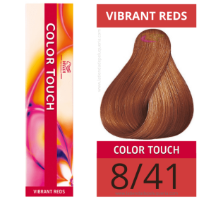 Wella - Banho de cor COLOR TOUCH Vibrant Reds 8/41 Louro Claro Acobreado Cinza (sem amoníaco) de 60 ml 