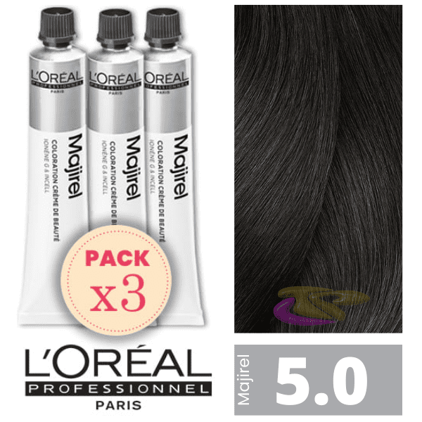 L`Oréal - Kit 3 Colorações MAJIREL 5.0 Castanho Claro Profundo 50 ml 