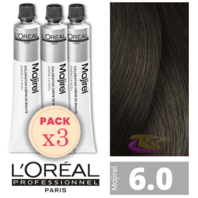L`Oréal - Kit 3 Colorações MAJIREL 6.0 Louro Escuro Profundo 50 ml 