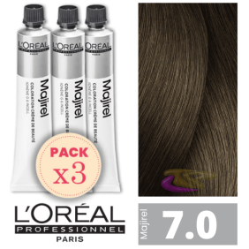 L`Oréal - Kit 3 Colorações MAJIREL 7.0 Louro Profundo 50 ml 