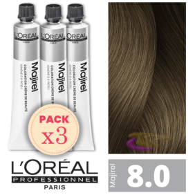 L`Oréal - Kit 3 Colorações MAJIREL 8.0 Louro Claro Profundo 50 ml