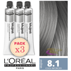 L`Oréal - Kit 3 Colorações MAJIREL Cool Inforced 8.1 Louro Claro Cinza 50 ml