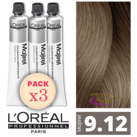 L`Oréal - Kit 3 Colorações MAJIREL 9.12 Louro Muito Claro Cinza Iridescente 50 ml