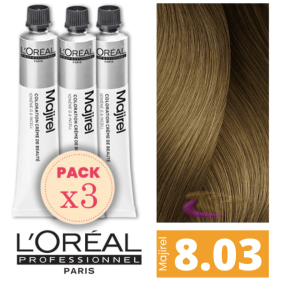 L`Oréal - Kit 3 Colorações MAJIREL 8.03 Louro Claro Natural Dourado 50 ml